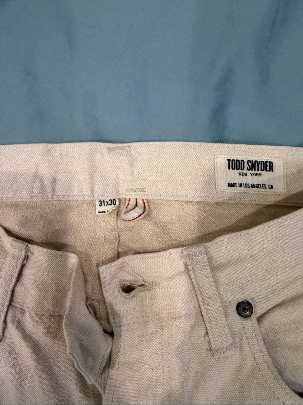 Todd Snyder Men's Cream Selvedge Denim Jeans (31x30)